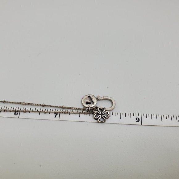 Fossil Necklace Clover 7 Horseshoe Silver Tone Chain Charm Luck Dainty‎ Ball - Picture 6 of 6